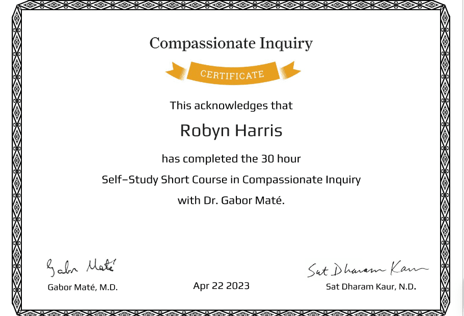 Compassionate Inquiry completion certificate